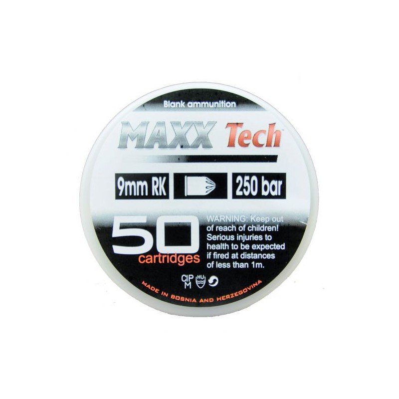 MUNICION FOGUEO MAXX TECH REVOLVER  9mm. 50 unidades