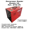 Compresor Eléctrico ZASDAR V6 a 12 v/220 v. PCP 300 BAR. Transformador incluido. Parada automática.