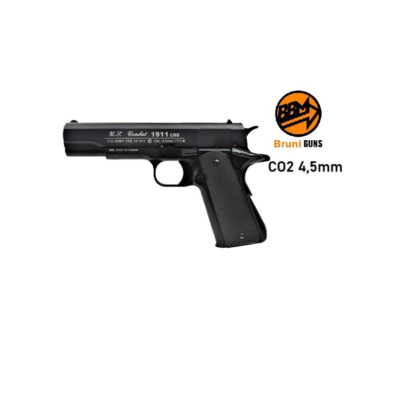 BRUNI PISTOLA CO2 4,5mm C.N.816 U.S. COMBAT FULL METAL NEGRA (BR-613M)