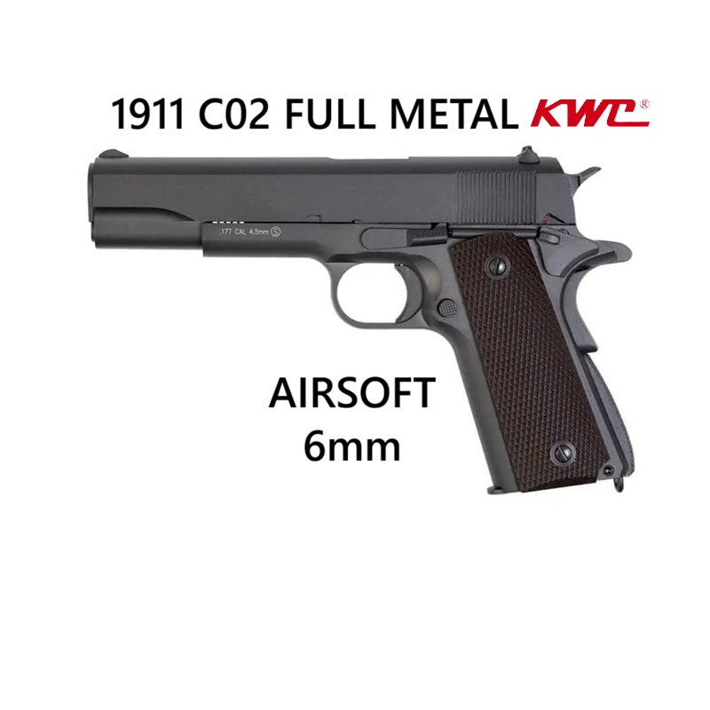 PISTOLA  CO2 1911 BLOWBACK FULLMETAL 6mm KWC