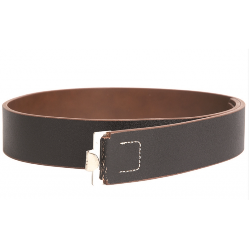 GERMAN BLACK WH LEATHER BELT 45 MM