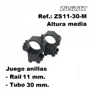 Monturas Zasdar Altura Media Ø30 mm rail 9-11 mm