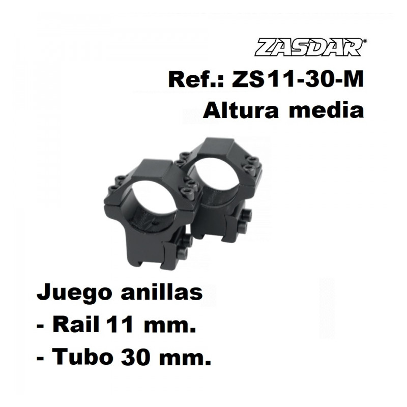 Monturas Zasdar Altura Media Ø30 mm rail 9-11 mm