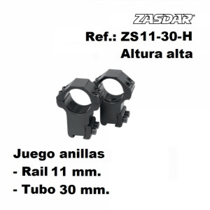 Monturas Zasdar Altura Alta Ø30 mm rail 9-11 mm