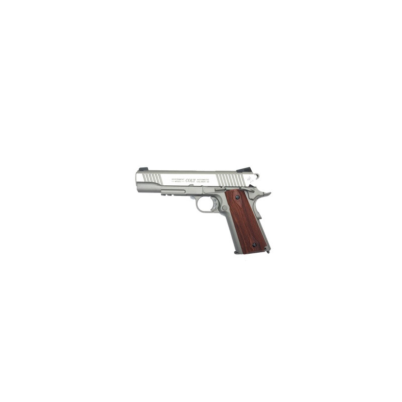 PISTOLA COLT 1911 RAIL GUN CO2 PLATA cybergun