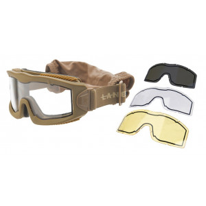 Gafas TAN de la serie AERO Thermal con 3 pantallas‎ Lancer Tactical