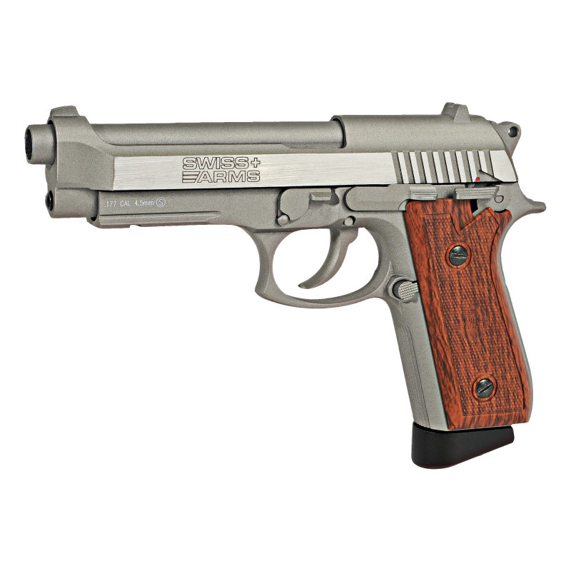 PISTOLA 92 4.5MM CO2 PLATA-MADERA SWISS ARMS