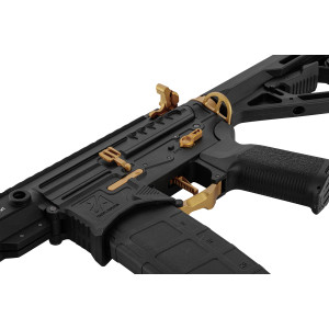 R15 mod 1 AEG Zion Arms NEGRA Y ORO GUARDA MANOS LARGO